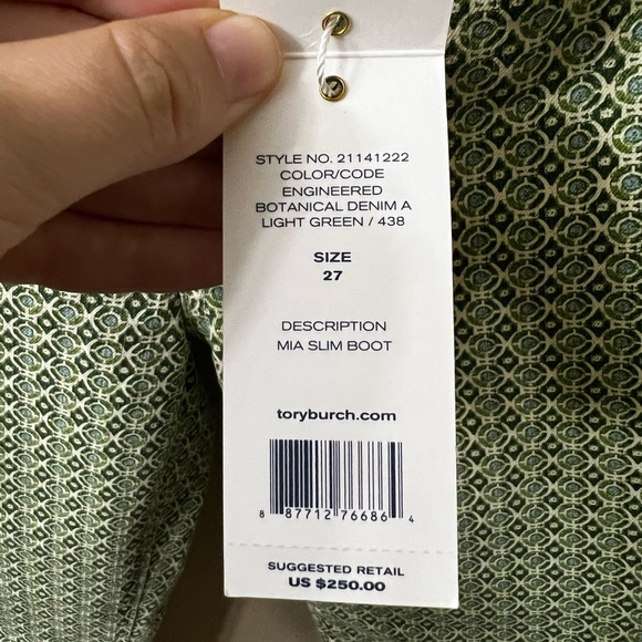 Tory Burch NWT Size 27 MIA Botanical Slim Boot Pant - Picture 6 of 7